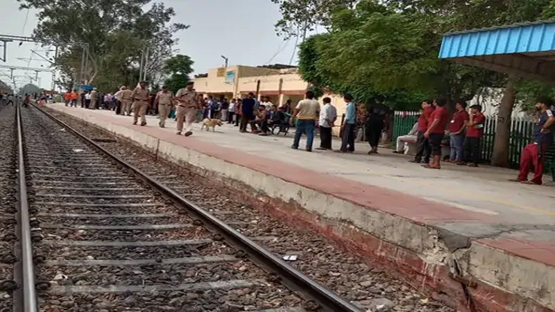 Police team with dog squad searching at Kasubegu Railway Station.